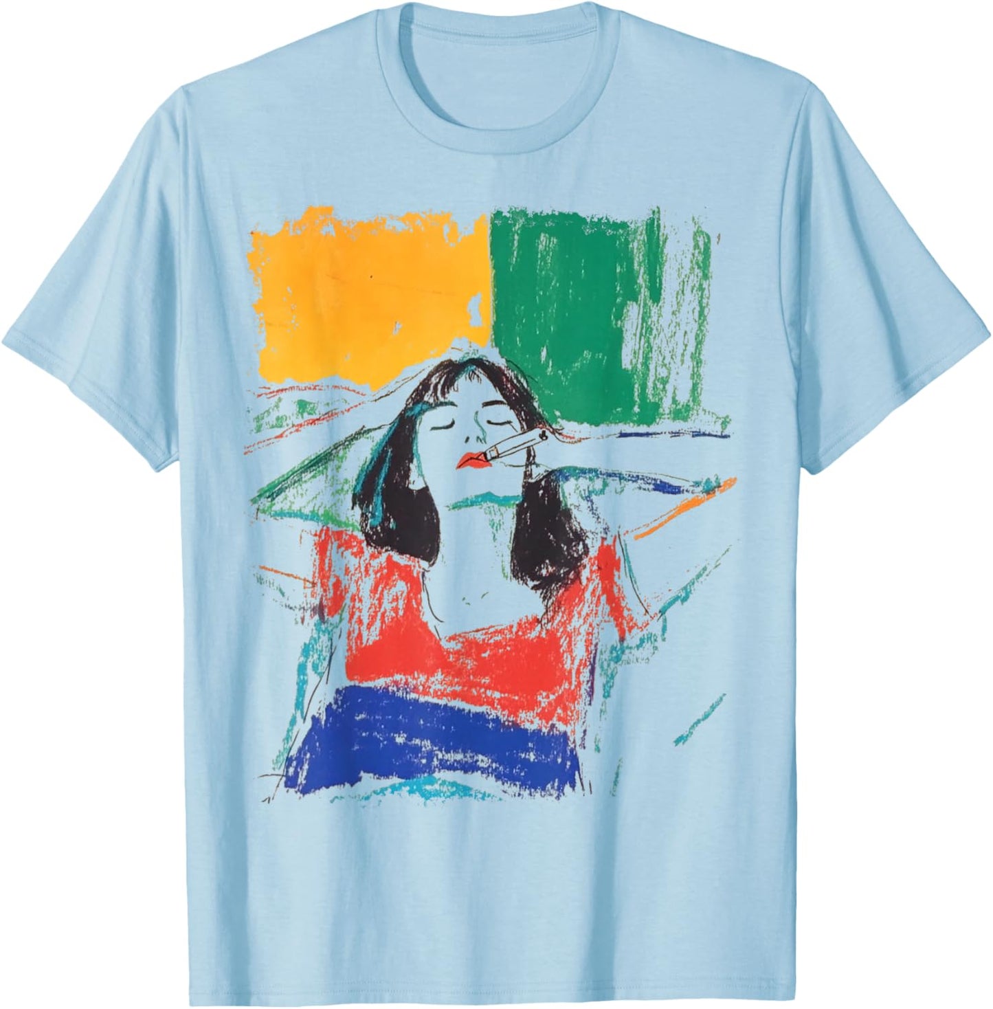 Colorful Abstract Graffiti Pop Art Women's Fashion Graphic T-Shirt - T-Shirt | Light Blue