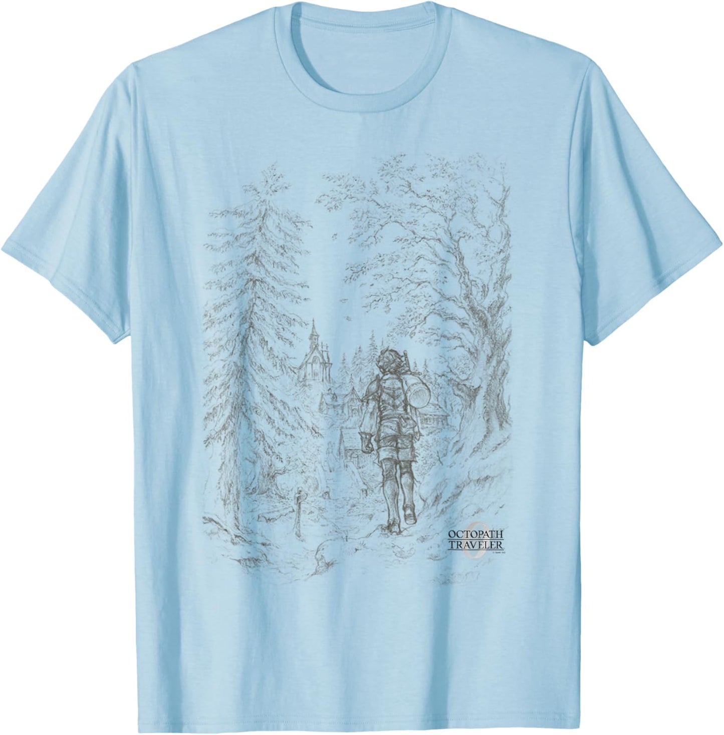 OCTOPATH Traveler 0 - Key Visual Illustration T-Shirt - T-Shirt | Light Blue