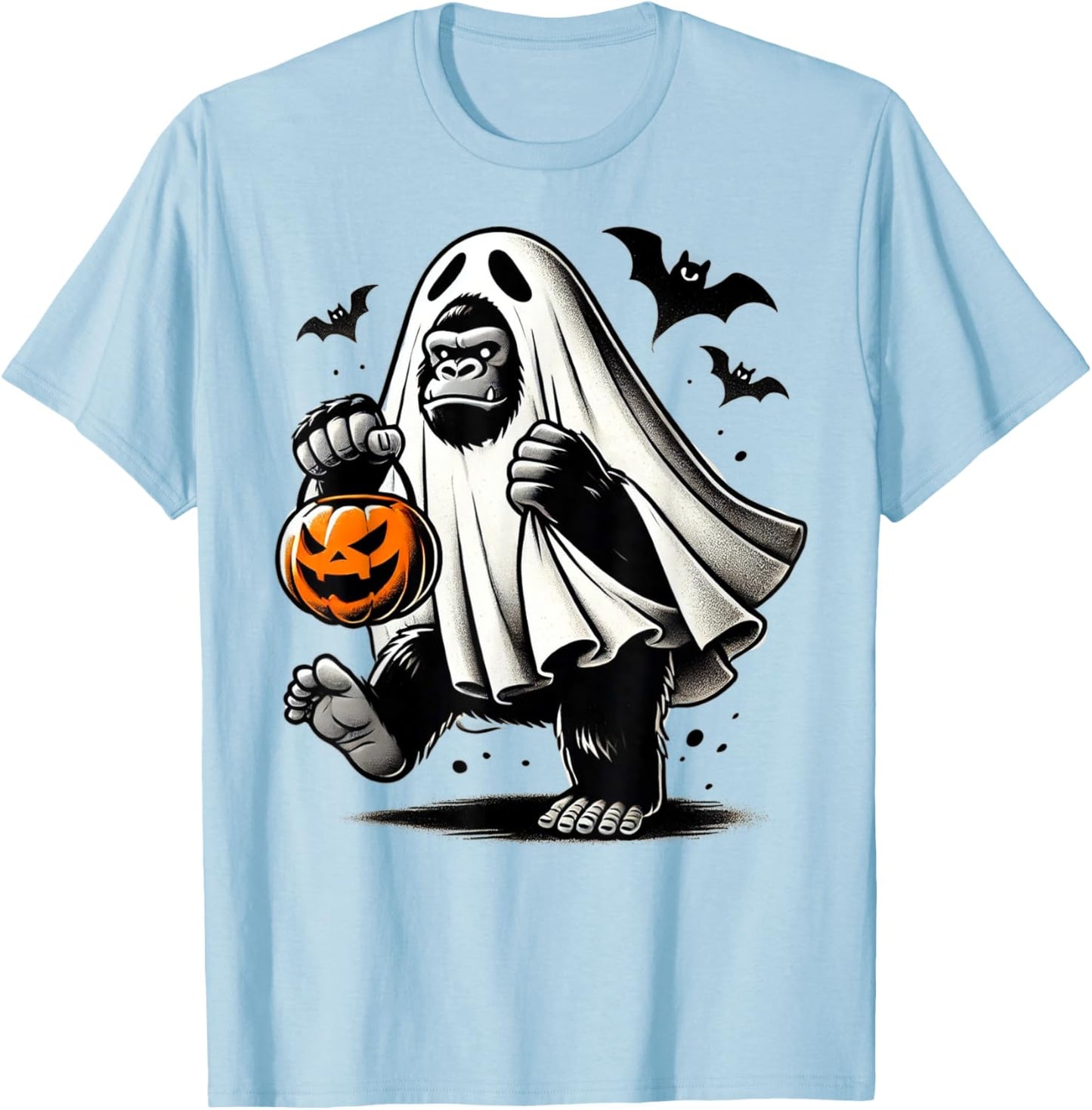 Funny Gorilla Halloween Ghost Costume Trick Or Treat Monkey T-Shirt - T-Shirt | Light Blue