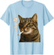 Cat with Cigarette and Bubbles Funny T-Shirt - T-Shirt | Light Blue