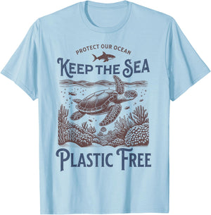 Vintage Nature apparel Earth Day Sea Turtle T-Shirt - T-Shirt | Light Blue
