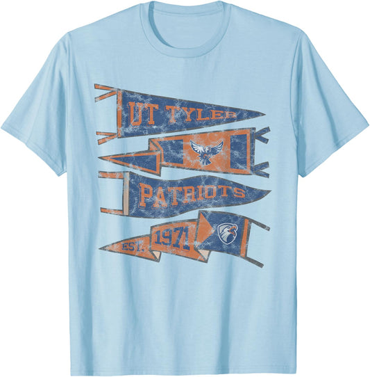 University of Texas at Tyler Patriots Distressed Pennants T-Shirt - T-Shirt | Light Blue