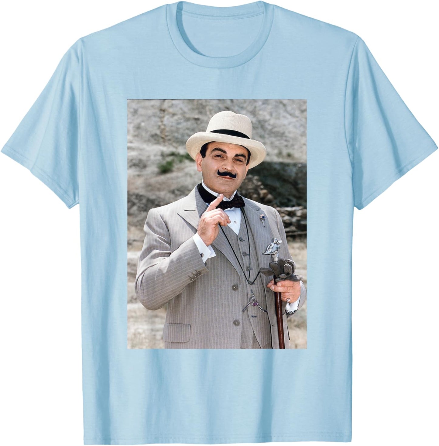 David Suchet dans Le rôle de Poirot Agatha Christie 1993 T-Shirt - T-Shirt | Light Blue
