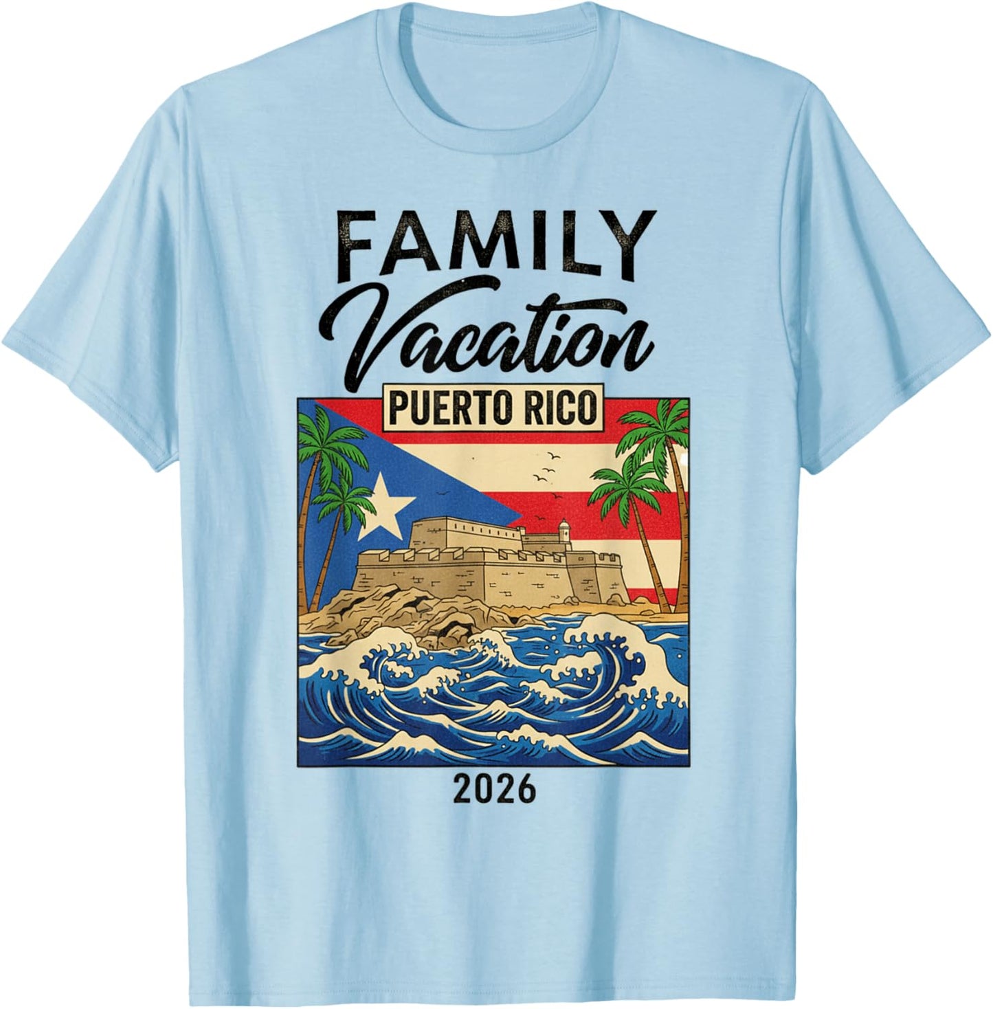 Family Vacation Puerto Rico 2026 Matching in Summer Vacation T-Shirt - T-Shirt | Light Blue
