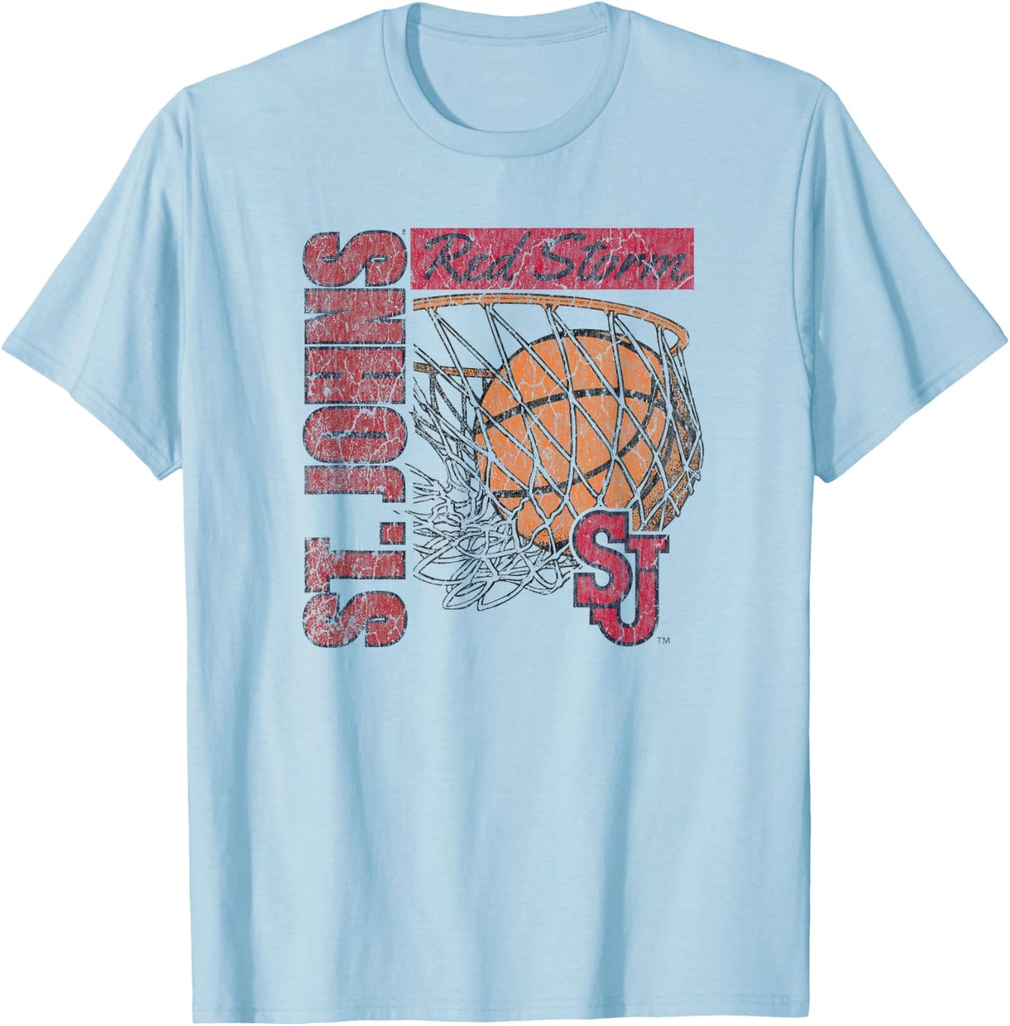 St. John's Red Storm Vintage Basketball 90's White T-Shirt - T-Shirt | Light Blue
