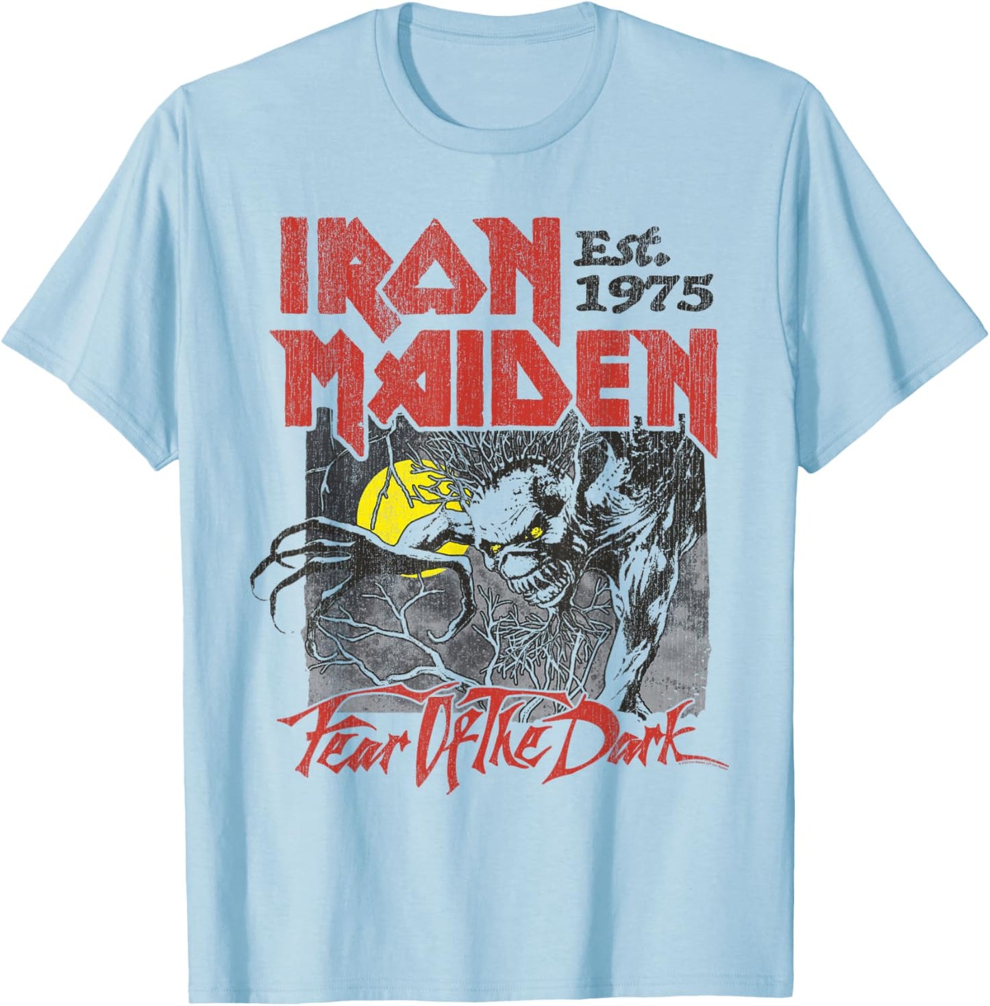 Iron Maiden Fear of The Dark Lemon T-Shirt - T-Shirt | Light Blue