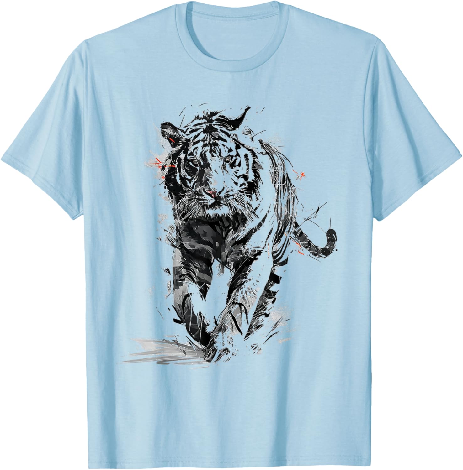 Tiger Animal Print Zoo Drawing Artwork Abstract Tiger T-Shirt - T-Shirt | Light Blue