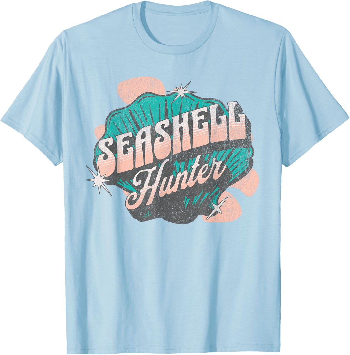 Beach Summer Vacation Tops Cruise Ocean Seashell Hunter T-Shirt - T-Shirt | Light Blue