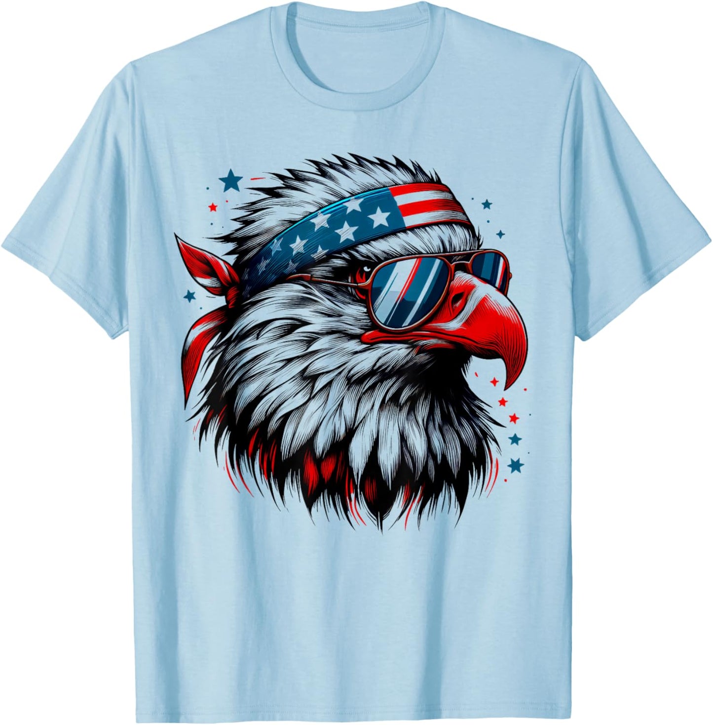 Bald Eagle Patriotic American Sunglasses Flag 4th Of July T-Shirt - T-Shirt | Light Blue