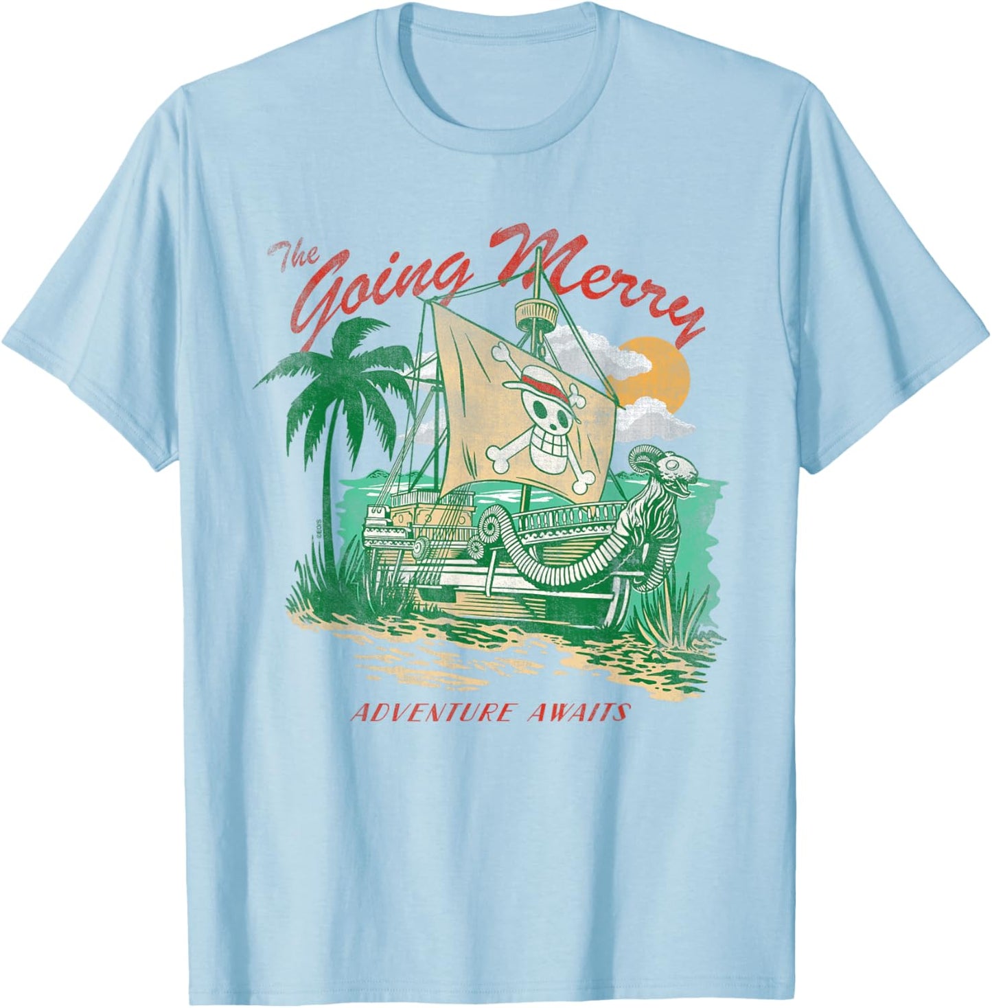 One Piece The Going Merry Adventure Awaits T-Shirt - T-Shirt | Light Blue