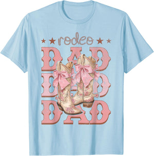 Rodeo Dad Pink Boots Coquette Cow-Girl Birthday Party T-Shirt - T-Shirt | Light Blue