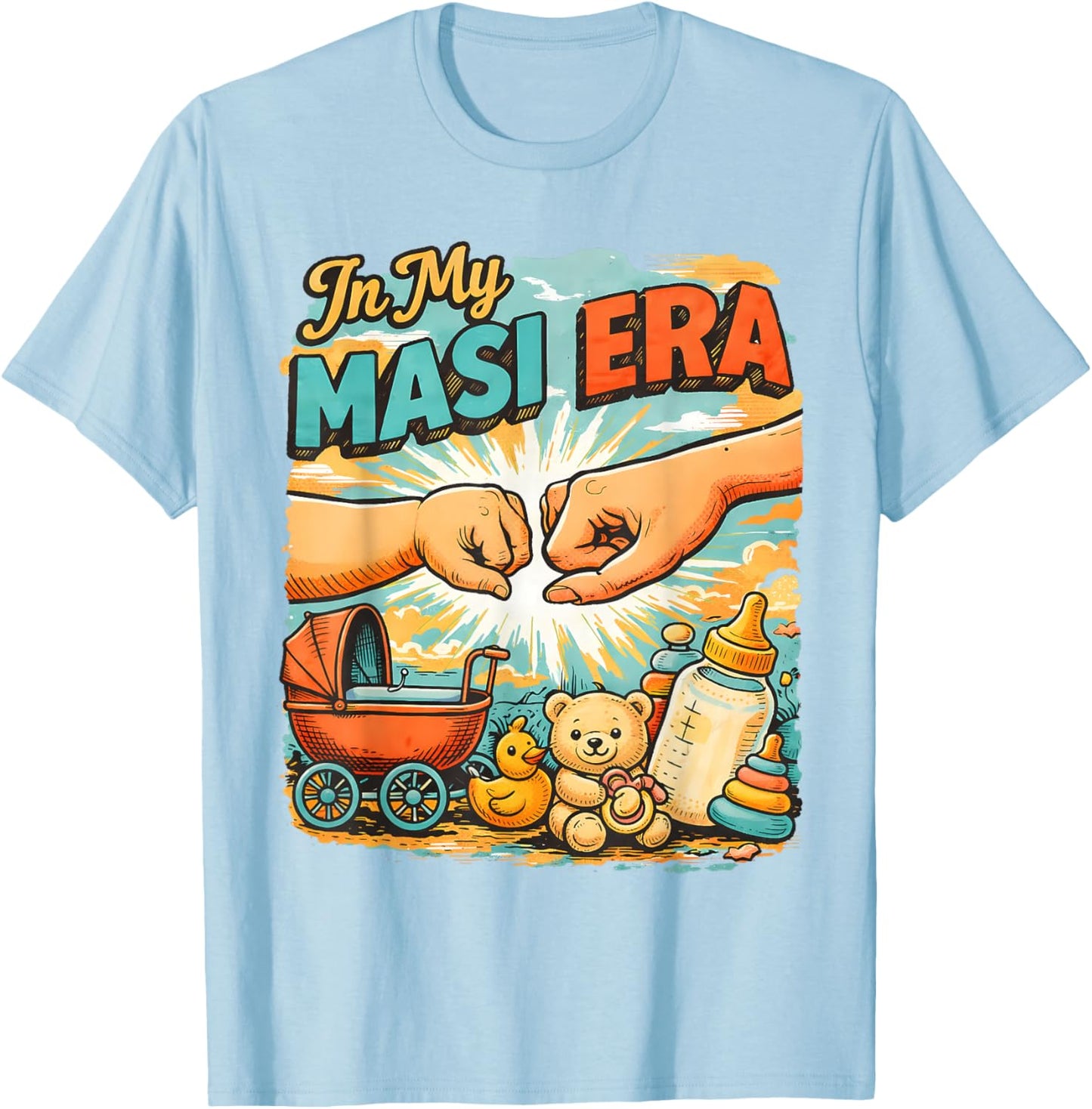 Desi Aunt Indian Pakistani Auntie Baby Shower in My MASI T-Shirt - T-Shirt | Light Blue