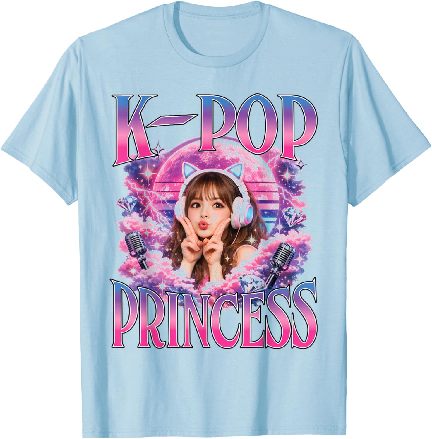 K-Pop Princess Aesthetic Bootleg Musik Fan Mädchen T-Shirt - T-Shirt | Light Blue