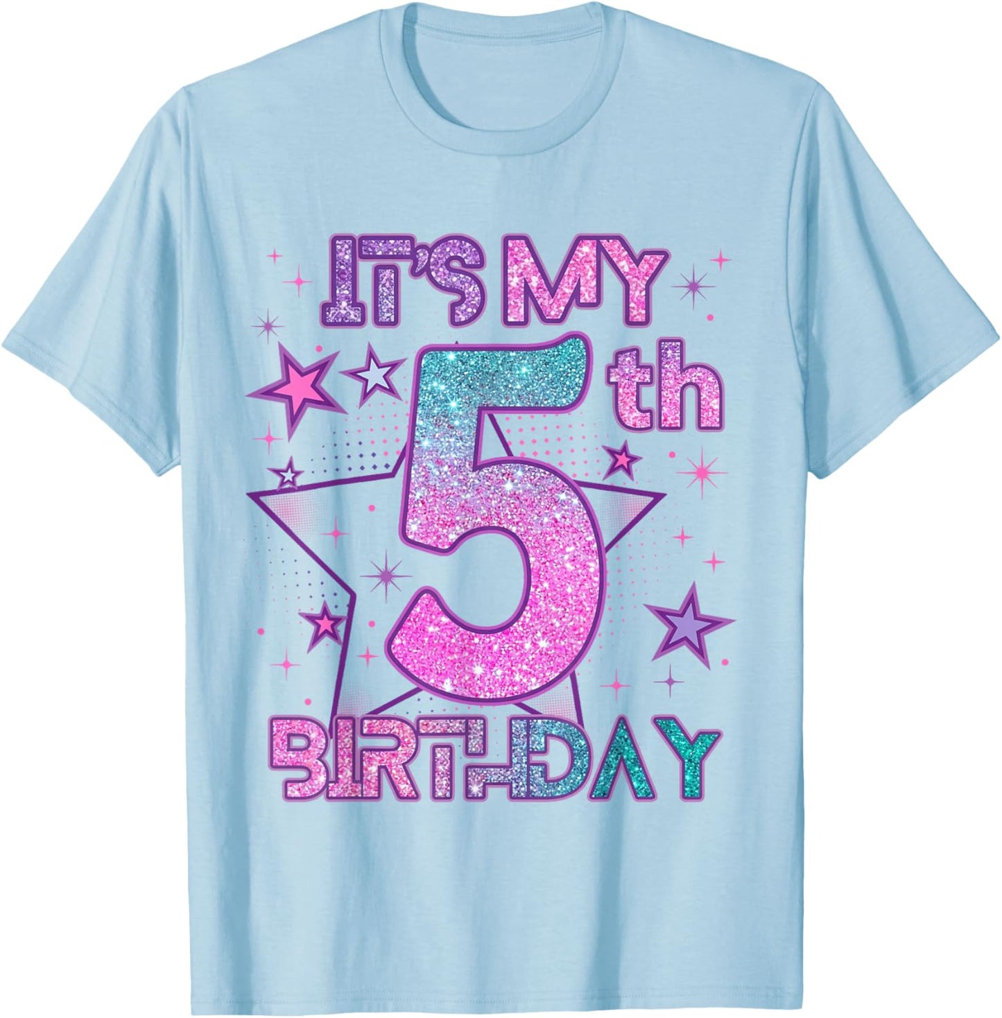 It’s My 5th Birthday K-pop Girl 5 Year Birthday Party Kids T-Shirt - T-Shirt | Light Blue