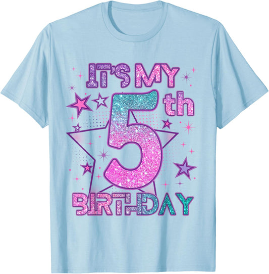 It’s My 5th Birthday K-pop Girl 5 Year Birthday Party Kids T-Shirt - T-Shirt | Light Blue