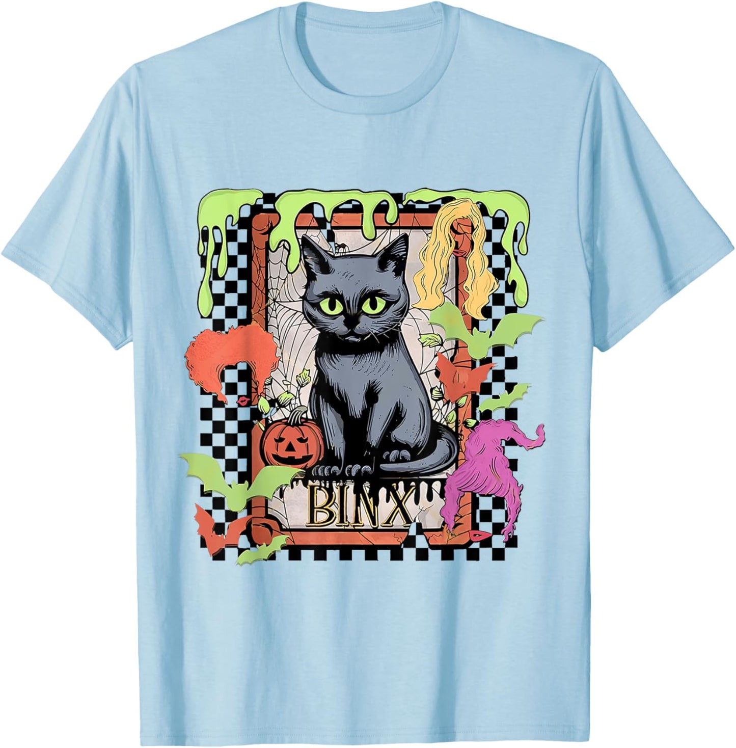 Black Cat Witch Binx Halloween Women Kids T-Shirt - T-Shirt | Light Blue