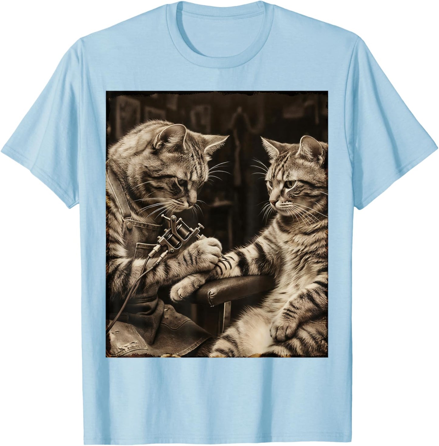 Chat Tatouage Chat Drôle Meme Encres Kitty Humour Tatoueur Artiste T-Shirt - T-Shirt | Light Blue