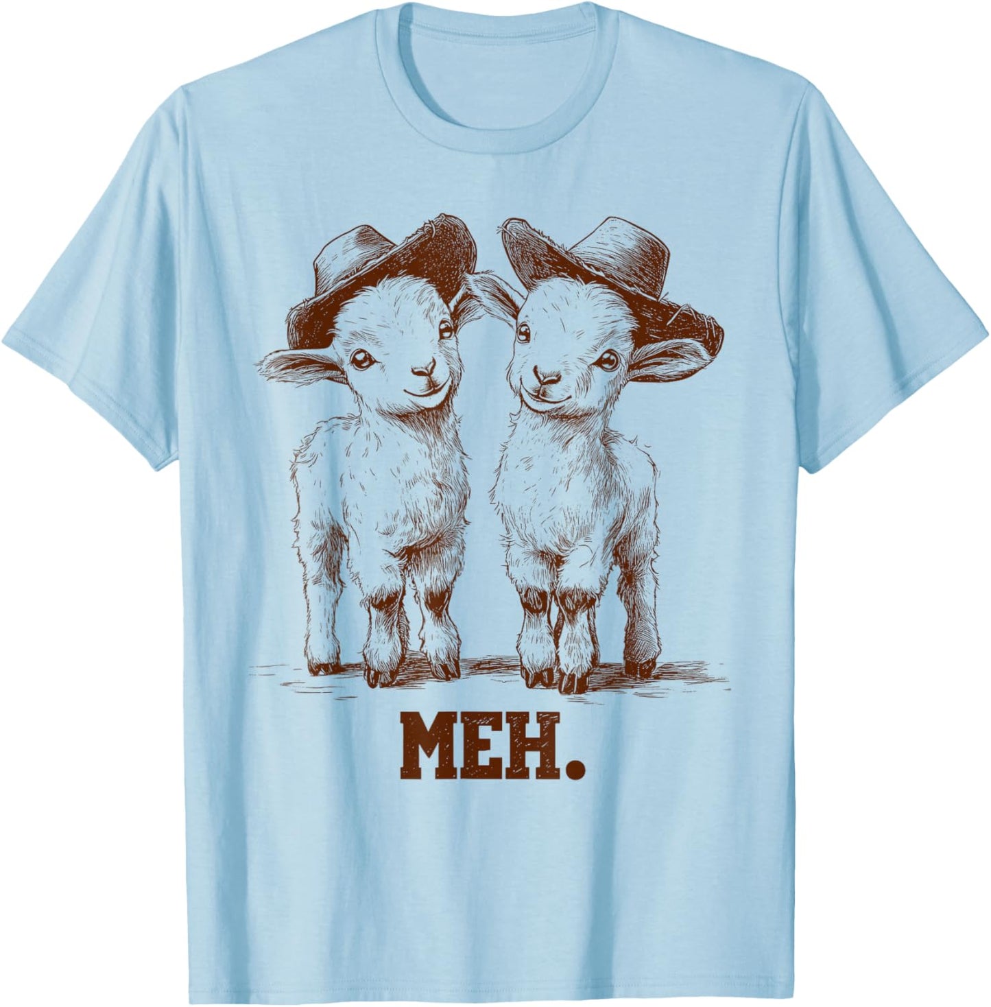 Meh Goat Meme Farm Animal Funny Farmer Animals Lover T-Shirt - T-Shirt | Light Blue