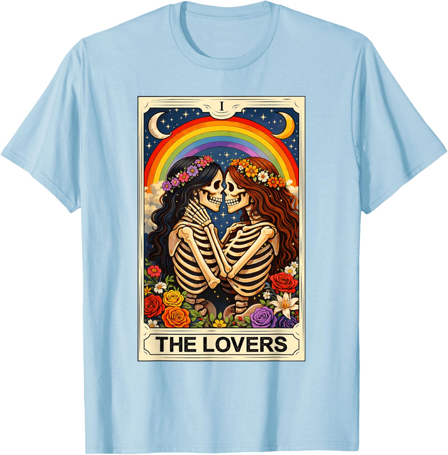 Lovers Tarot Card Lesbian Couple Matching LGBTQ Pride T-Shirt - T-Shirt | Light Blue