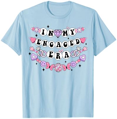 In My Engaged Era Disco Friendship Bracelet Mrs Fiance Bride T-Shirt - T-Shirt | Light Blue