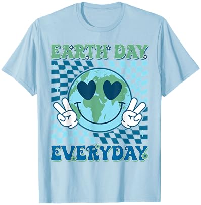 Funny Earth Day Everyday Groovy Hippie Planet Anniversary T-Shirt - T-Shirt | Light Blue