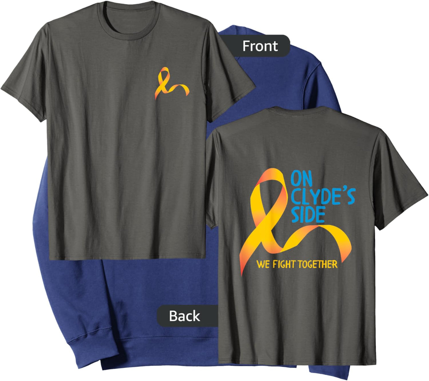 On Clyde's Side (original) | Two Sided Cancer Ribbon Sweatshirt - Sweatshirt | Navy