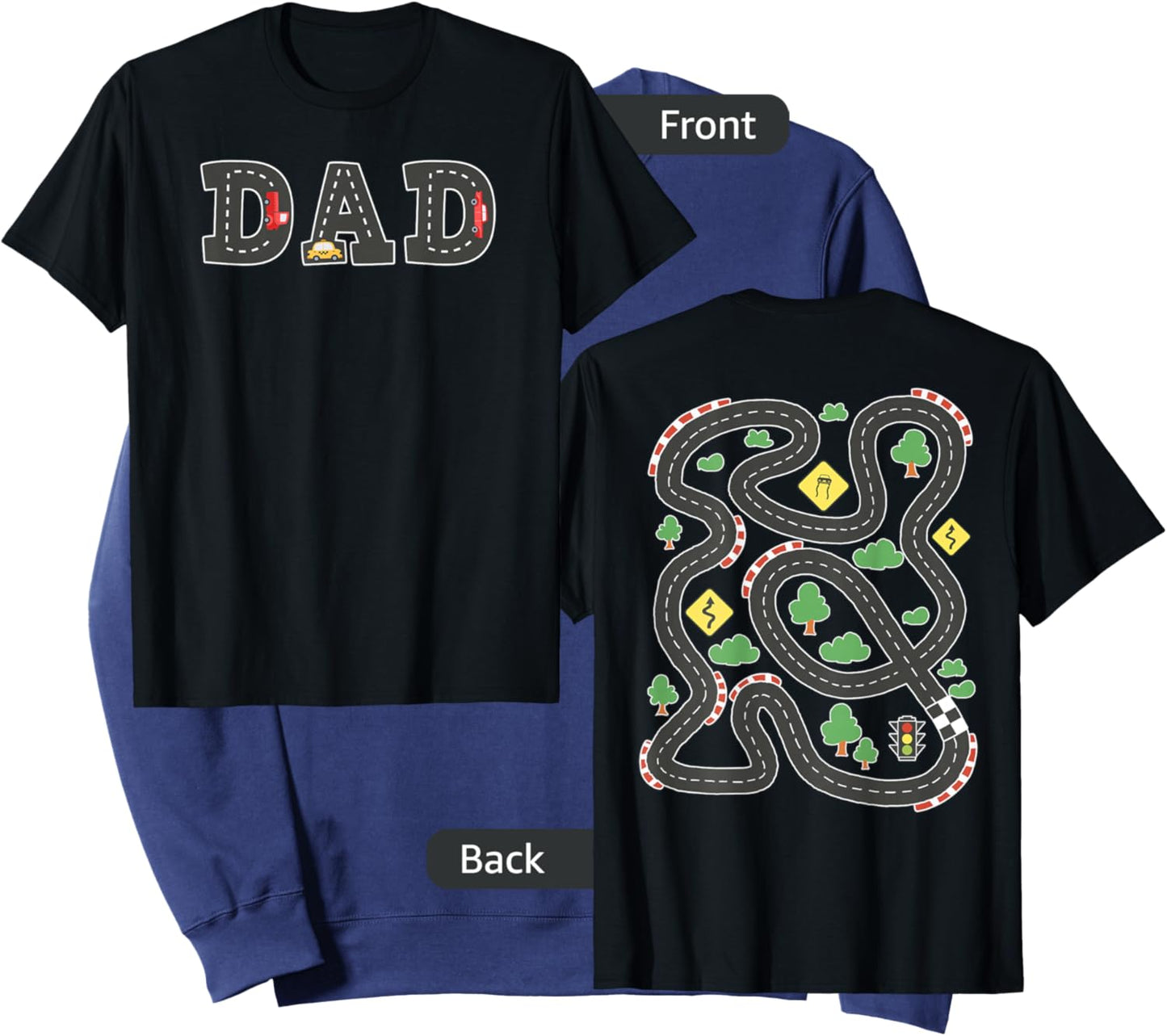 Cool Playmat Car Race Track On Back DAD Toddler Sweatshirt - Sweatshirt | Navy