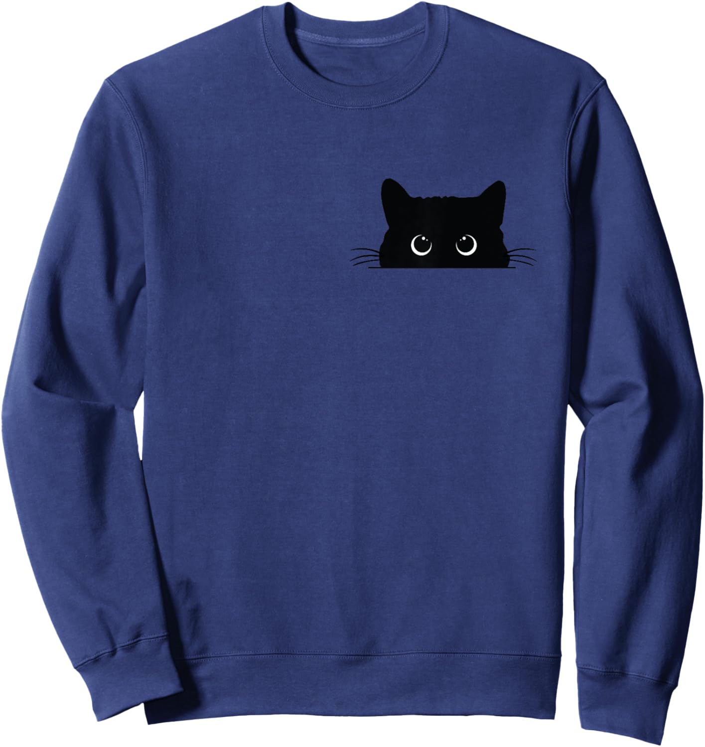Cute Black Cat Peeking Halloween Spooky Season Fall Women Sweatshirt - Sweatshirt | Navy