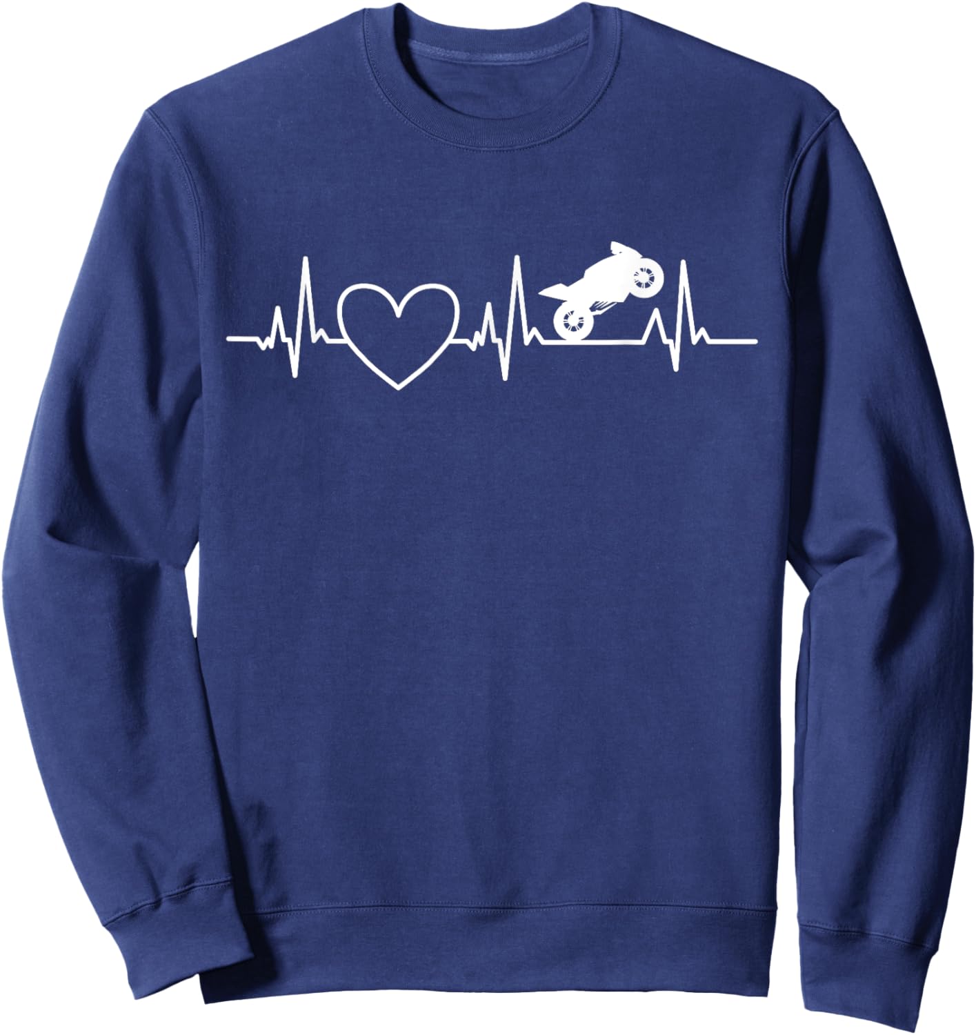 Motorcycle Heartbeat Design Women Funny Biker Riding Sweatshirt - Sweatshirt | Navy