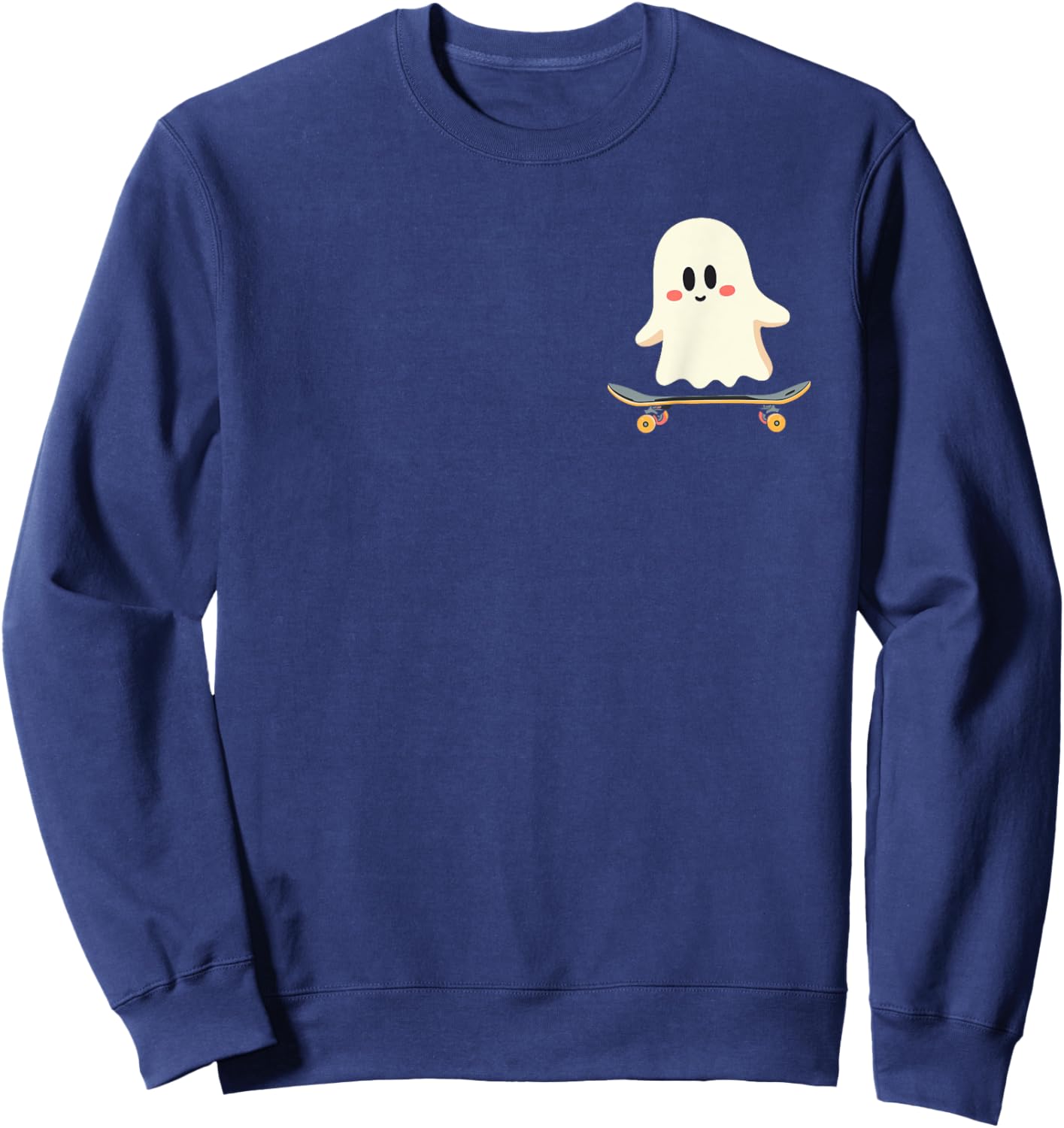 Ghost Skateboard Retro Halloween Costume Sweatshirt - Sweatshirt | Navy