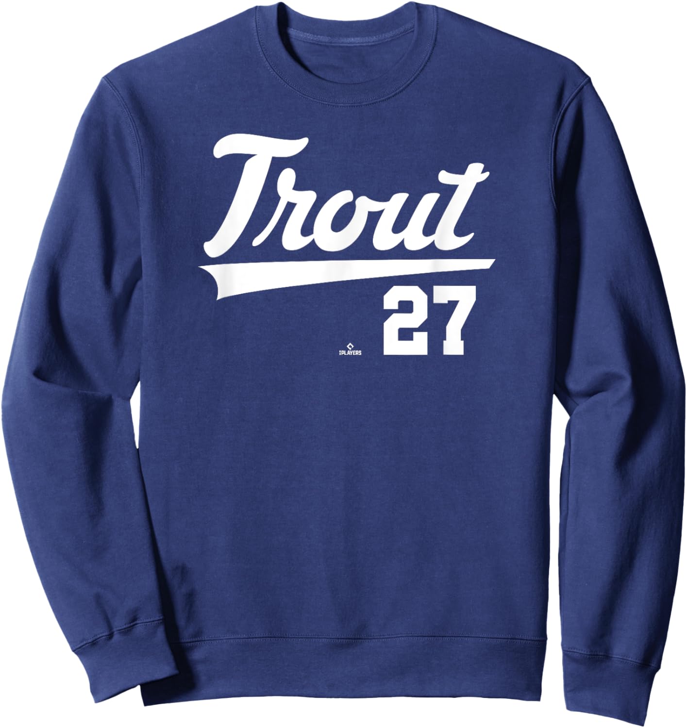Player Name Swoosh Mike Trout Los Angeles Baseball MLBPA Sweatshirt - Sweatshirt | Navy