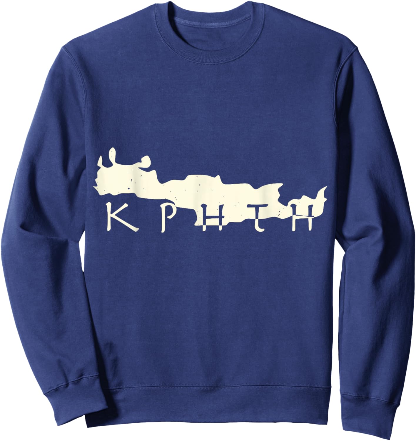 Crete Island Outline Cretan Script Sweatshirt - Sweatshirt | Navy