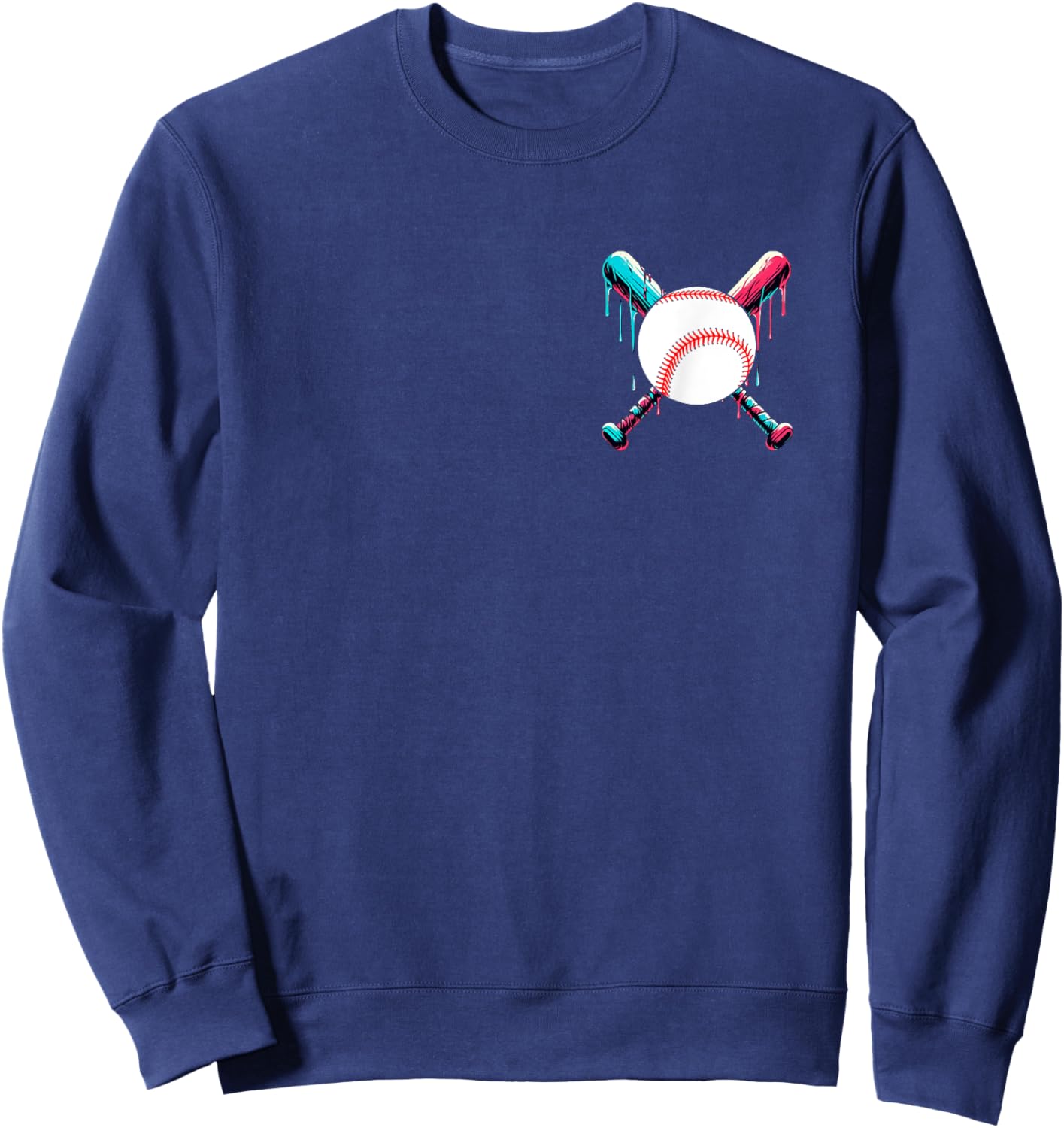 Baseball Bat Drip with Melting Ice Cream Drippy Pocket Sweatshirt - Sweatshirt | Navy