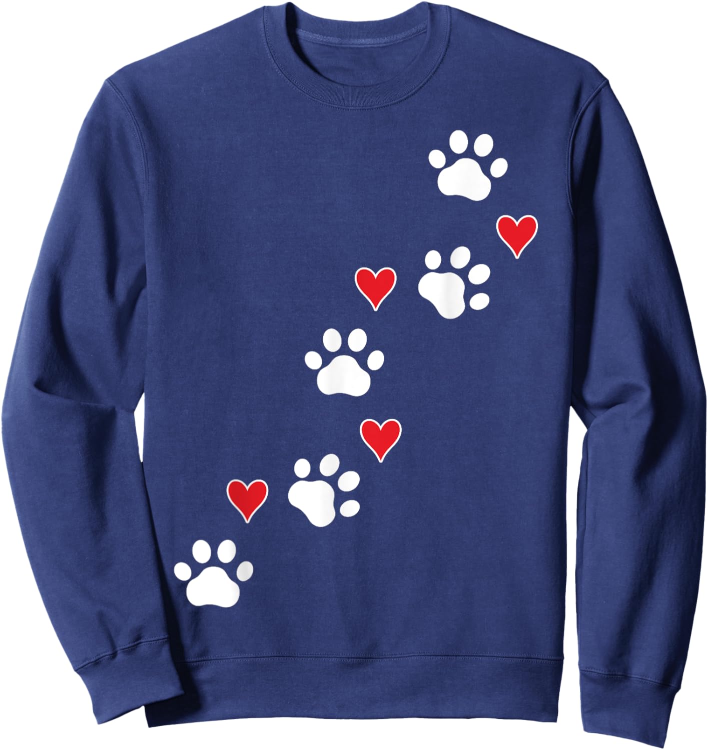 Cute Paw Print and Hearts Pet Lover Valentines Day Design Sweatshirt - Sweatshirt | Navy
