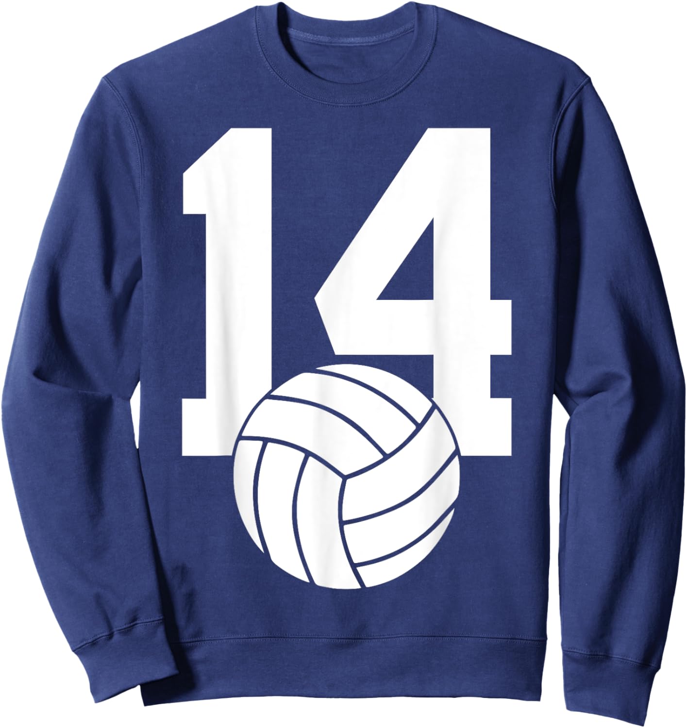 Number 14 Volleyball 14th Birthday Sweatshirt - Sweatshirt | Navy