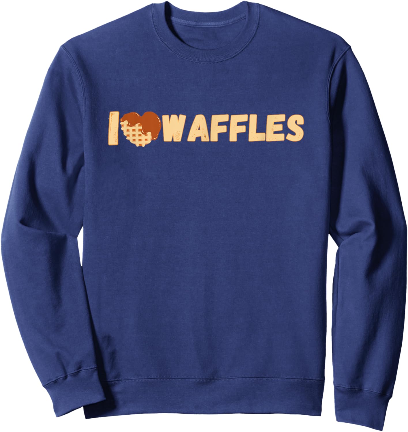 I Love Waffles | Heart-Shaped Chocolate Waffle Sweatshirt - Sweatshirt | Navy