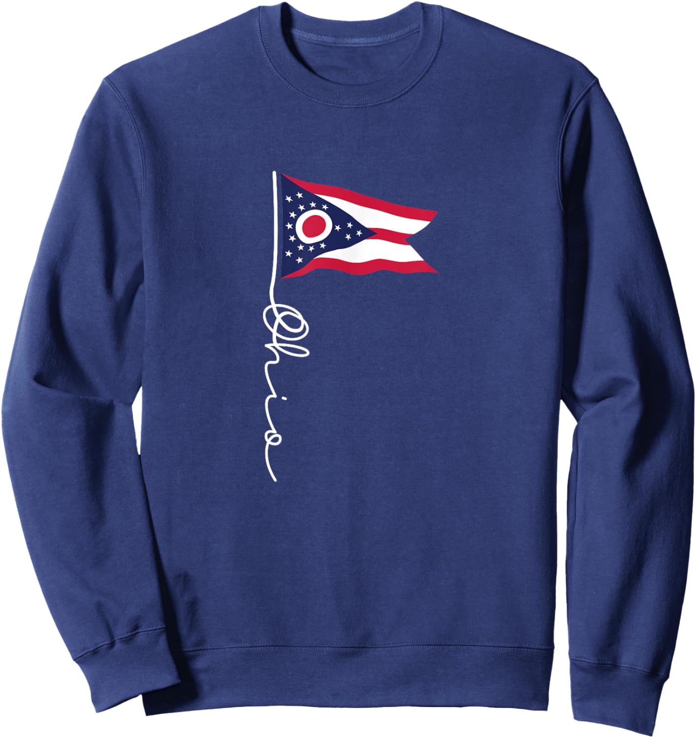 Ohio Signature Flag Pole - Elegant Patriotic Ohioan Flag Sweatshirt - Sweatshirt | Navy