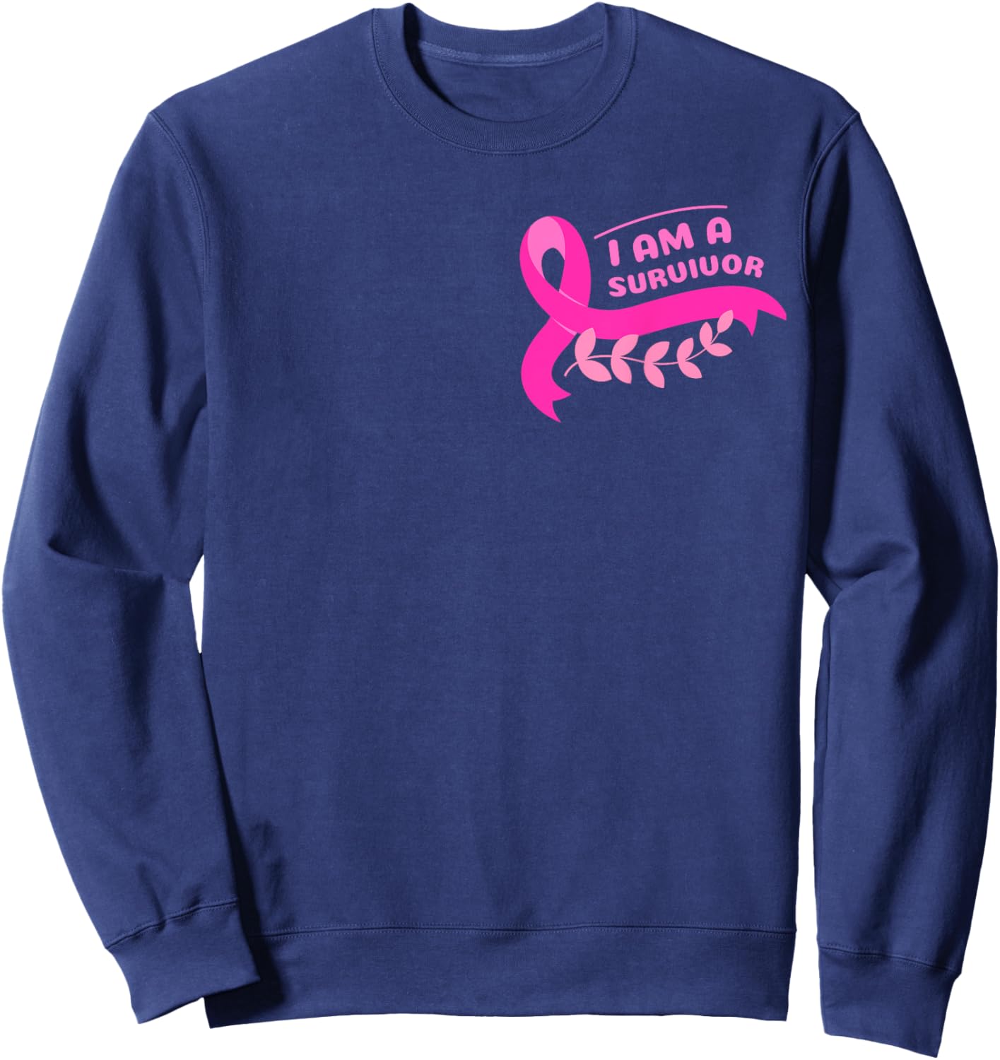 Breast Cancer Awareness Pink Ribbon Support Squad Cancer Sweatshirt - Sweatshirt | Navy