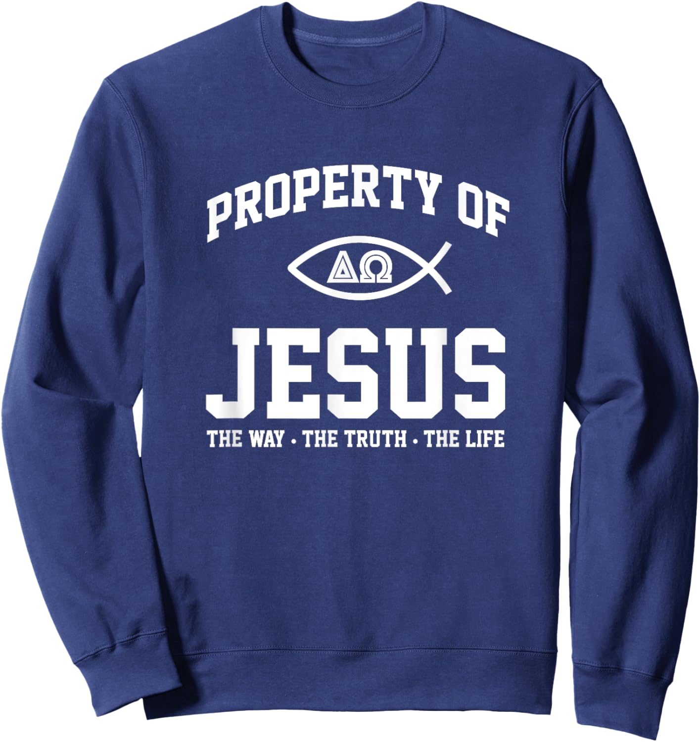 Christian Shirt - Property of Jesus Throwback Gym Workout Sweatshirt - Sweatshirt | Navy