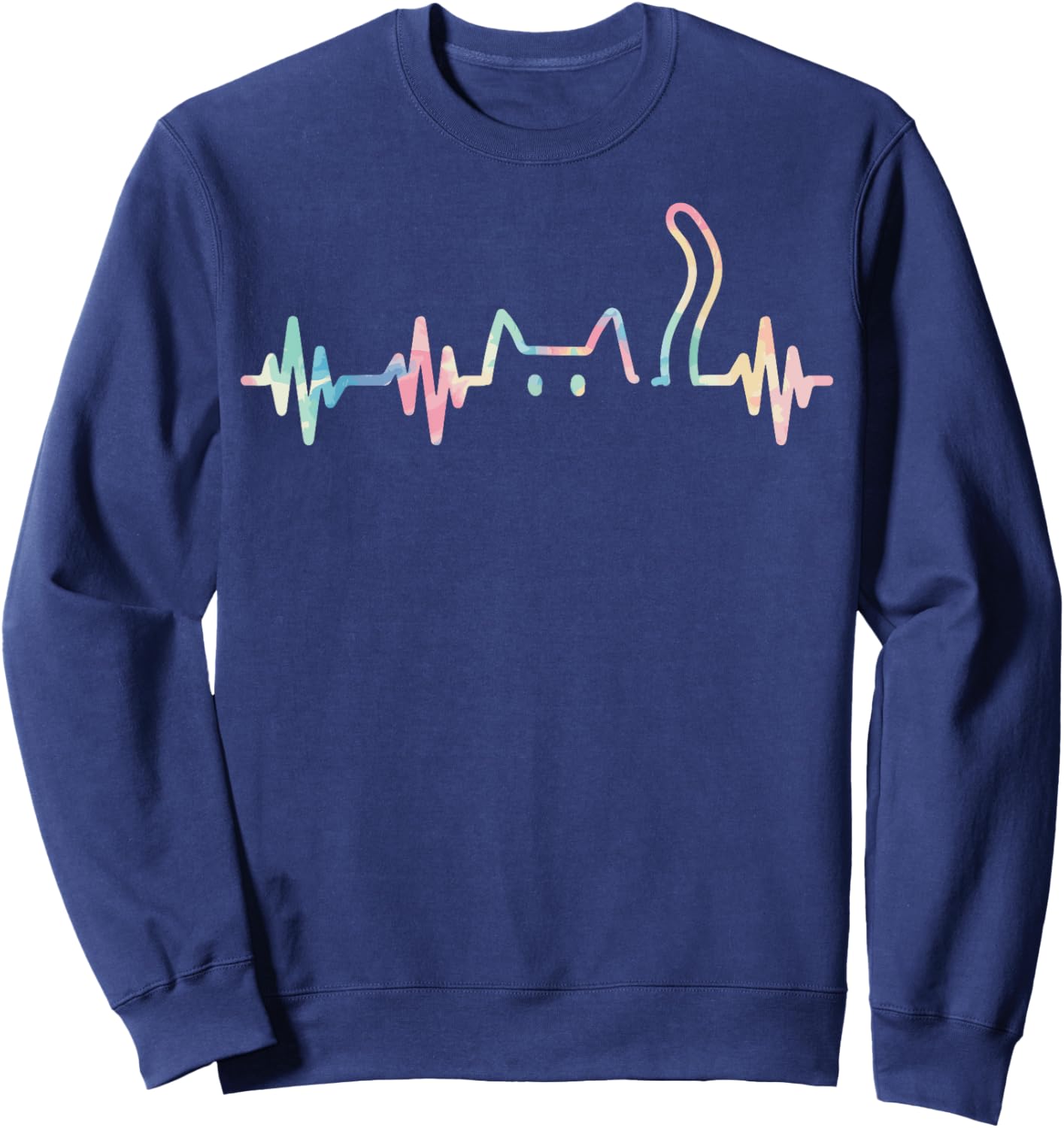 Cat Heartbeat Cute Kitten Kitty Pulse Women Girls Kids Men Sweatshirt - Sweatshirt | Navy