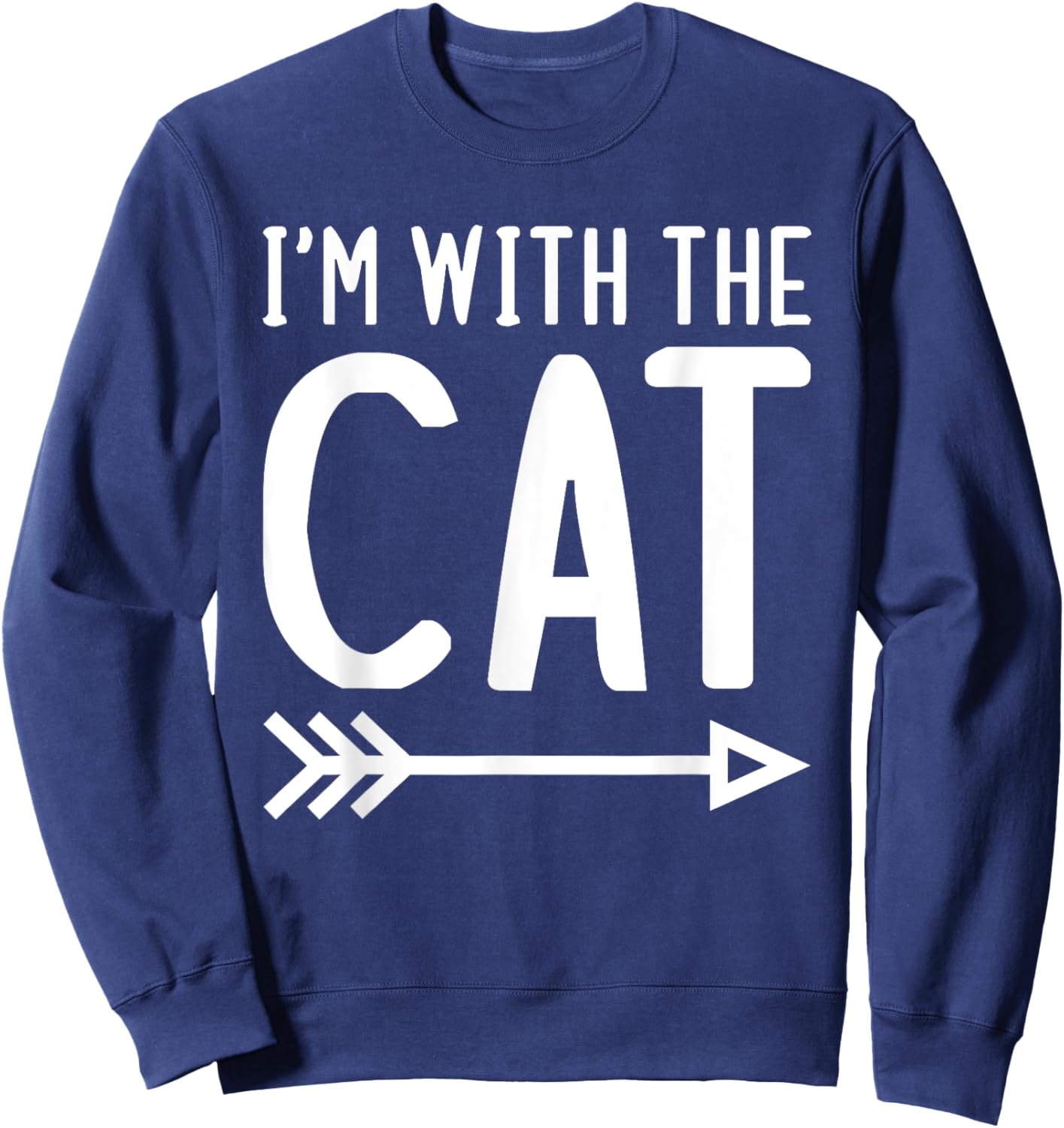 I'm With The Cat Funny Matching Halloween Couple Costume Women Kids Sweatshirt - Sweatshirt | Navy