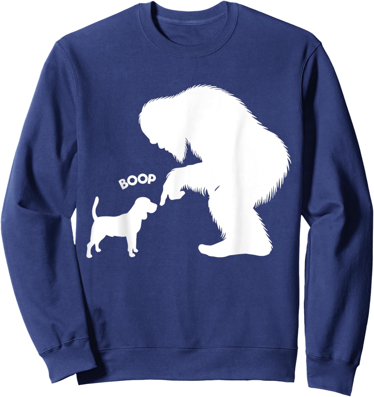 Funny Bigfoot Sasquatch Beagle Boop Sweatshirt - Sweatshirt | Navy