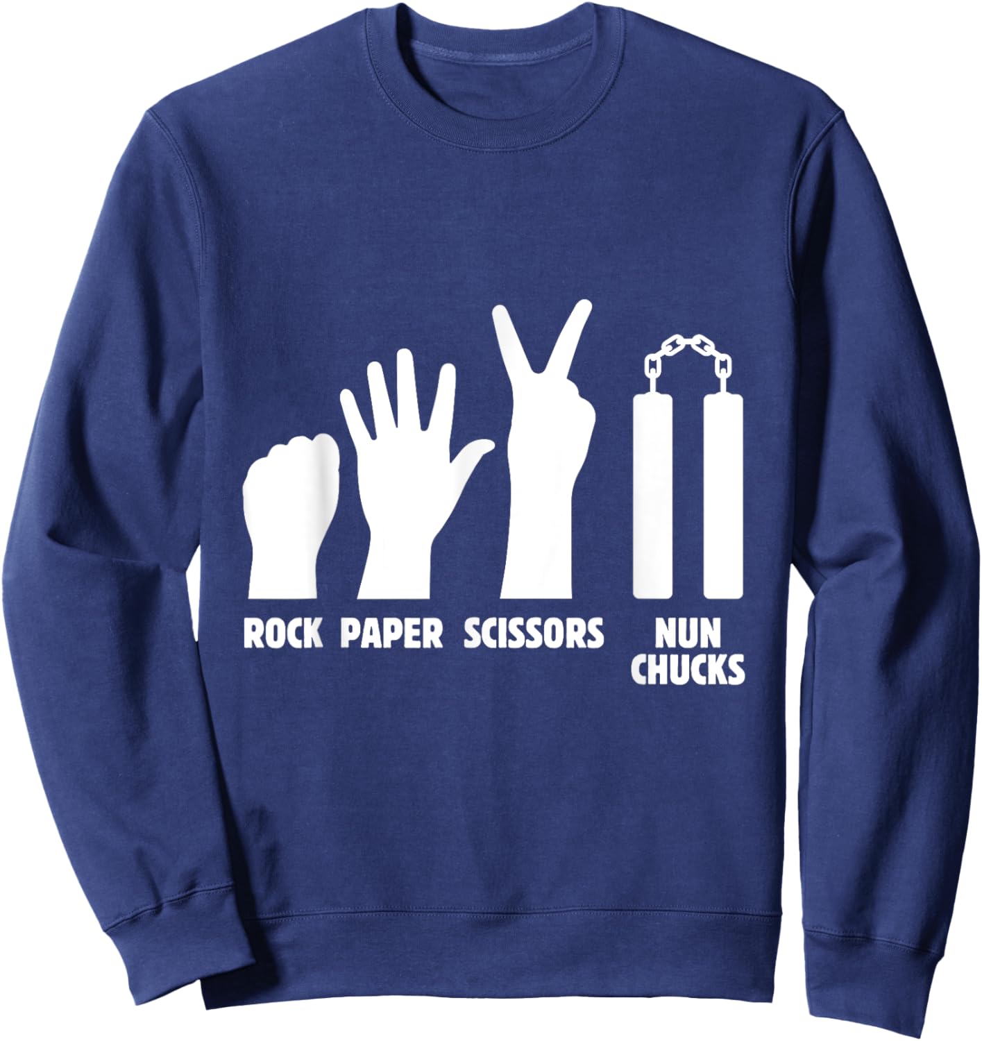 Rock Paper Scissors Nun Chucks | Martial Arts Weapon Sweatshirt - Sweatshirt | Navy