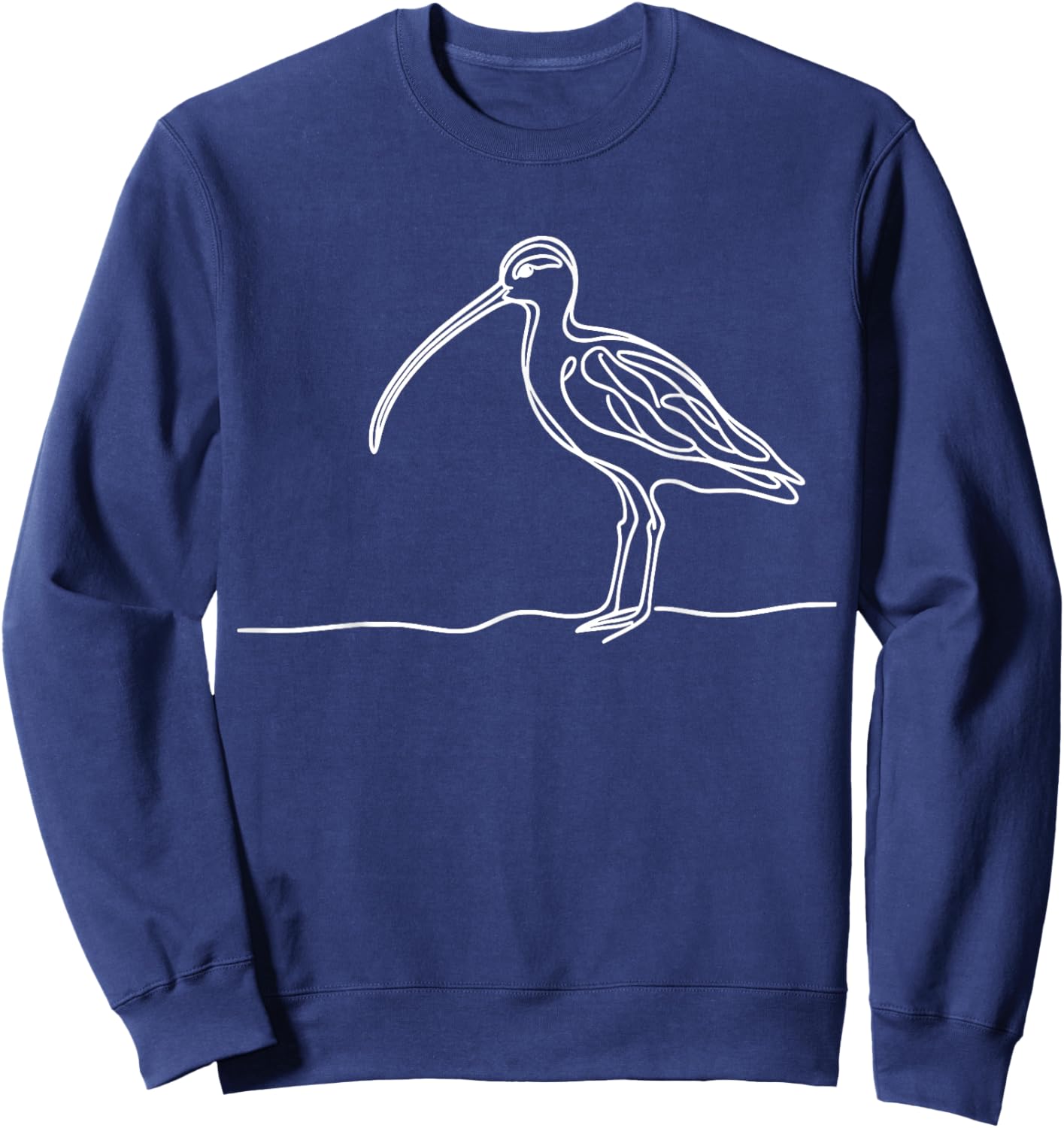 Line Art Bird & Ornithologist Long-Billed Curlew Sweatshirt - Sweatshirt | Navy