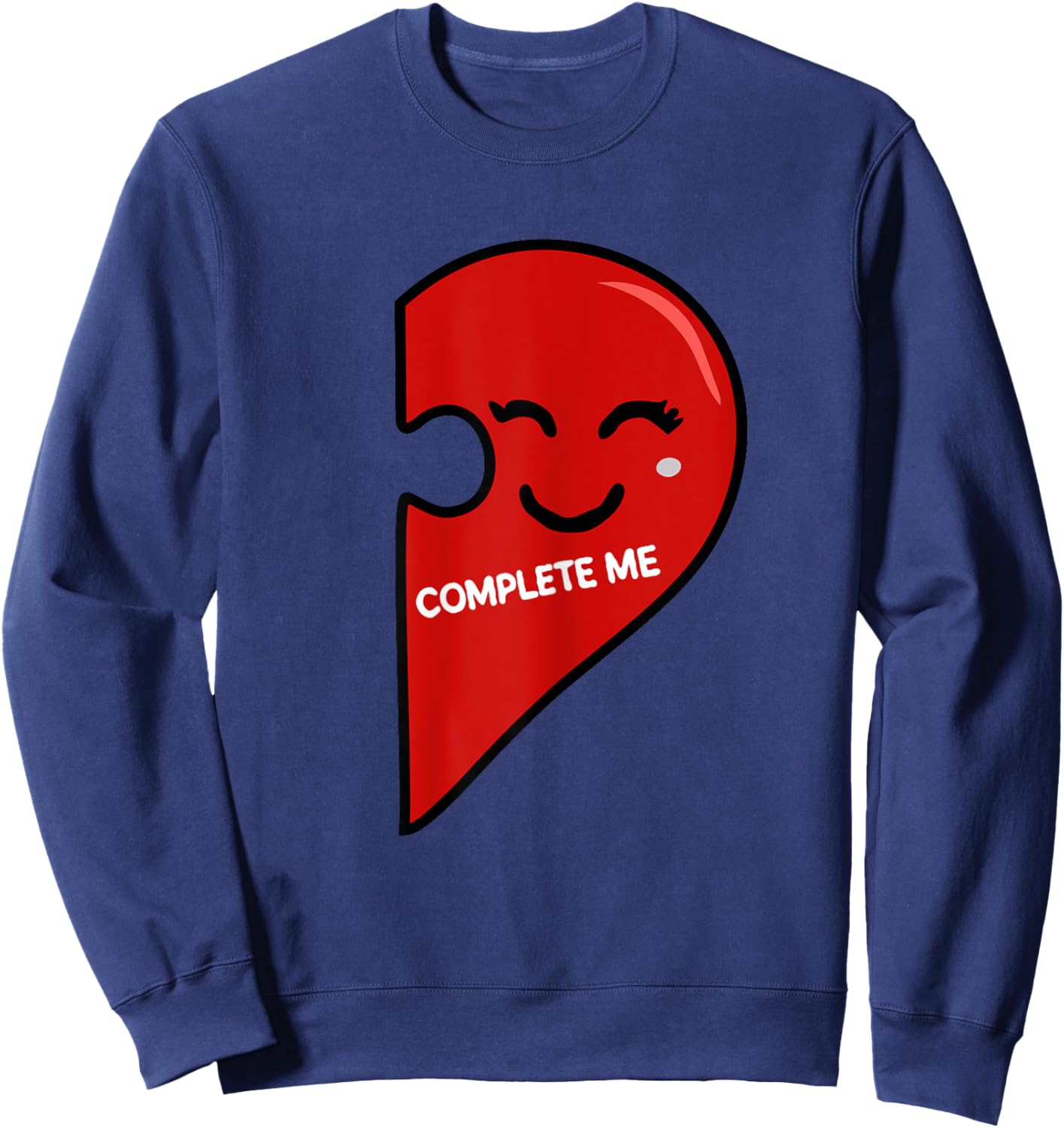 You Complete Me Female Matching Couple Puzzle Pieces Sweatshirt - Sweatshirt | Navy