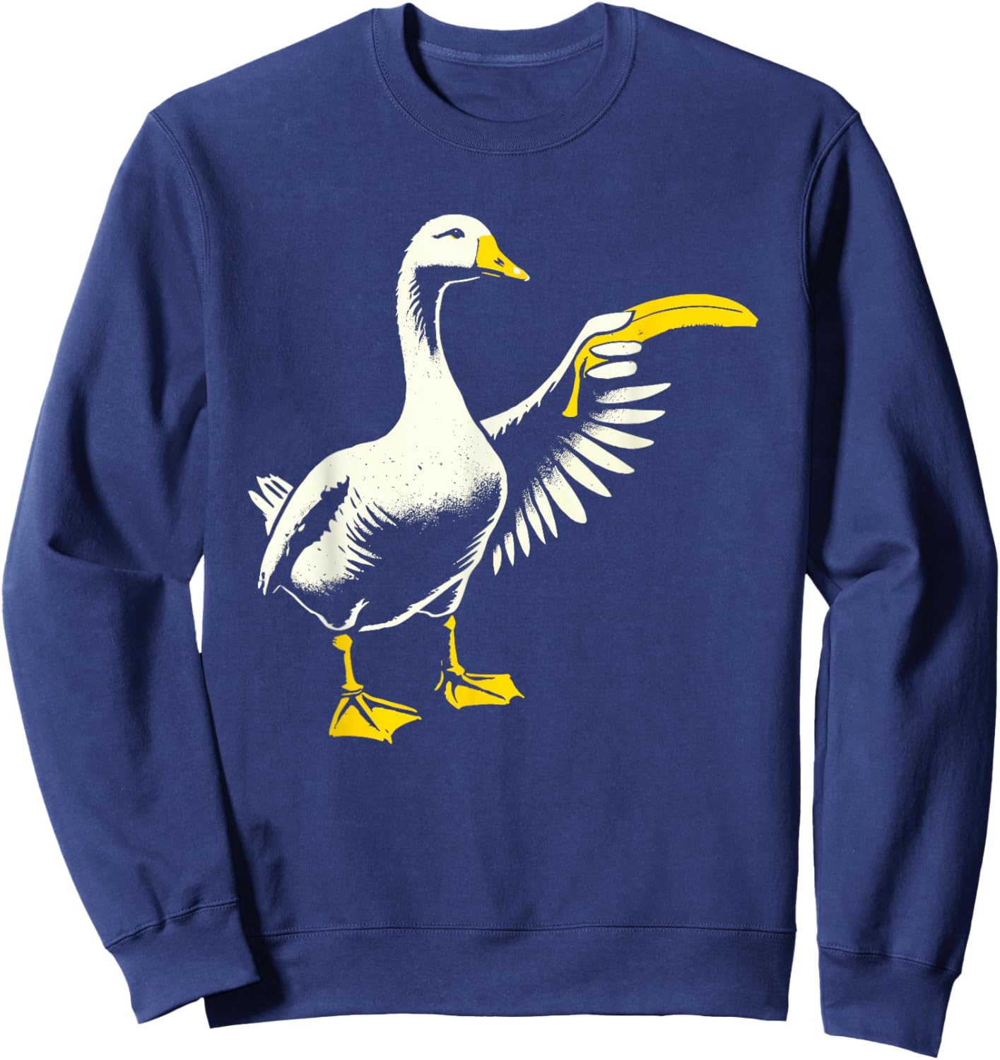 Silly Goose with Banana Meme Novelty Funny Goose Sweatshirt - Sweatshirt | Navy