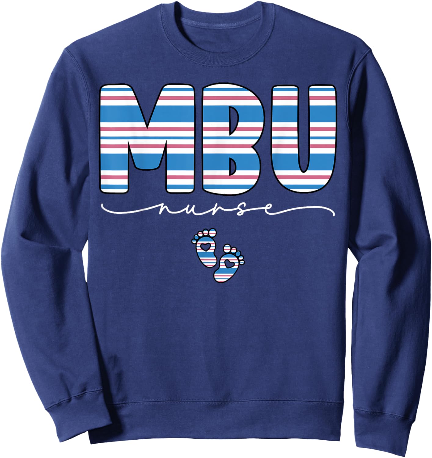 Swaddle MBU Nurse Hospital Mother Baby Unit Blanket Striped Sweatshirt - Sweatshirt | Navy