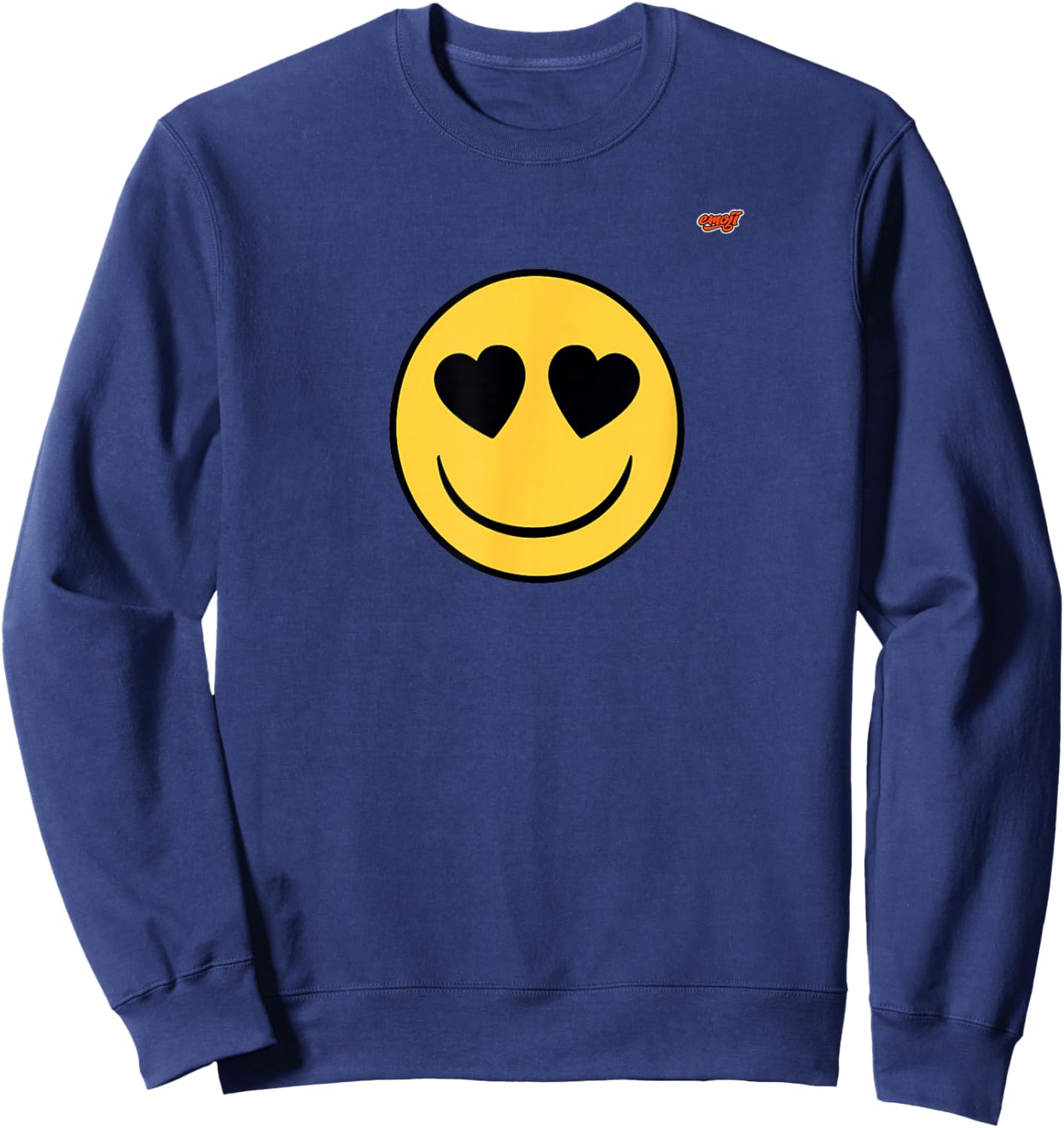Official Emoji Yellow Smile Smiling Heart Eyes Love Sweatshirt - Sweatshirt | Navy