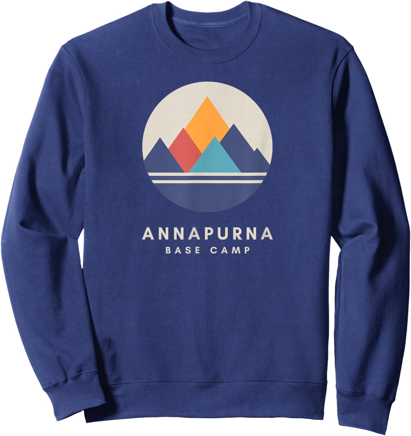 Minimalistic Annapurna Base Camp Mountain Motif Hiking Sweatshirt - Sweatshirt | Navy