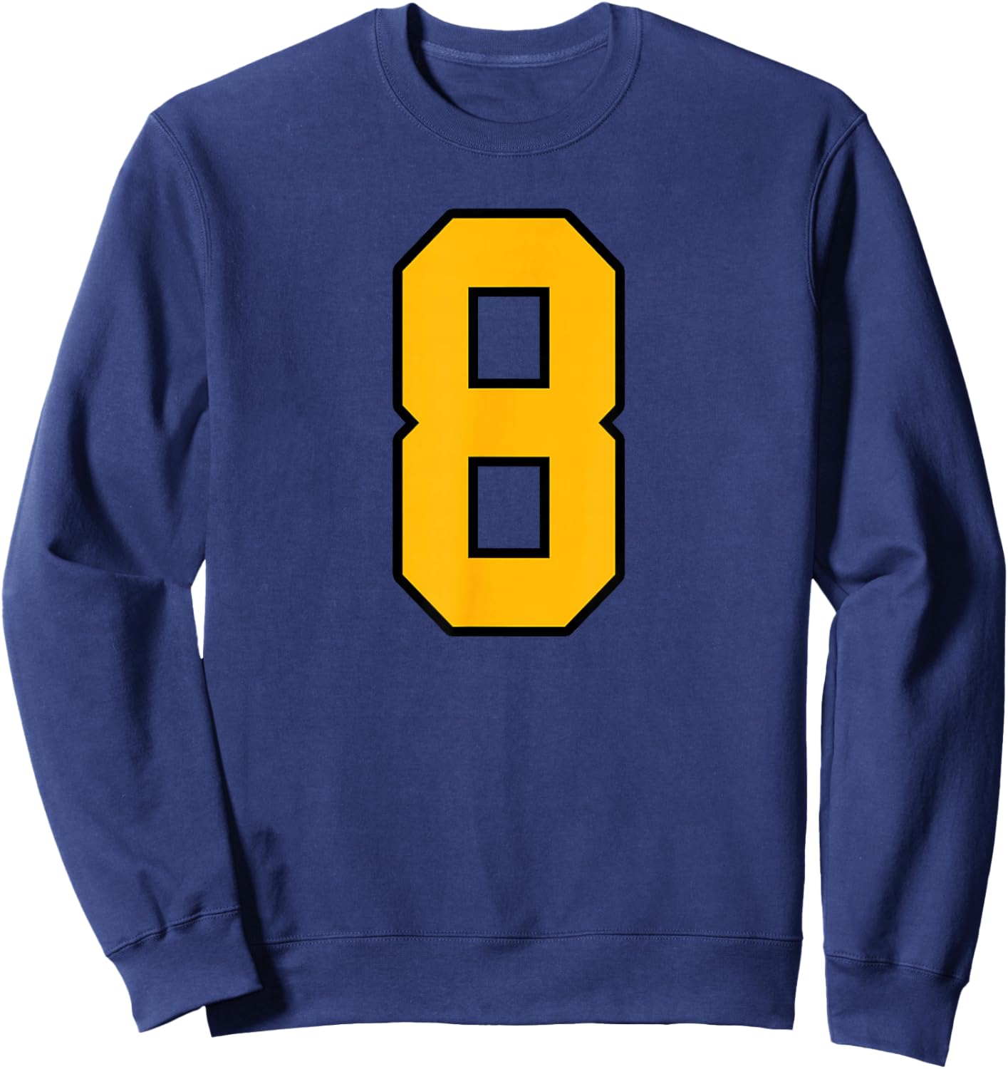 Gold and Black Sports Number 8 Jersey Uniform Player Sweatshirt - Sweatshirt | Navy